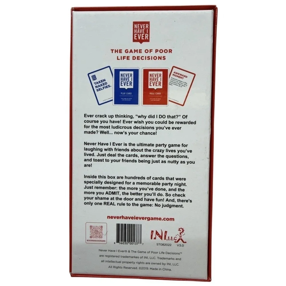 Never Have I Ever Party Card Game Complete 17+‎ Complete In Box